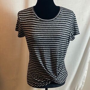 GAP Black & White Striped Knotted Shirt
